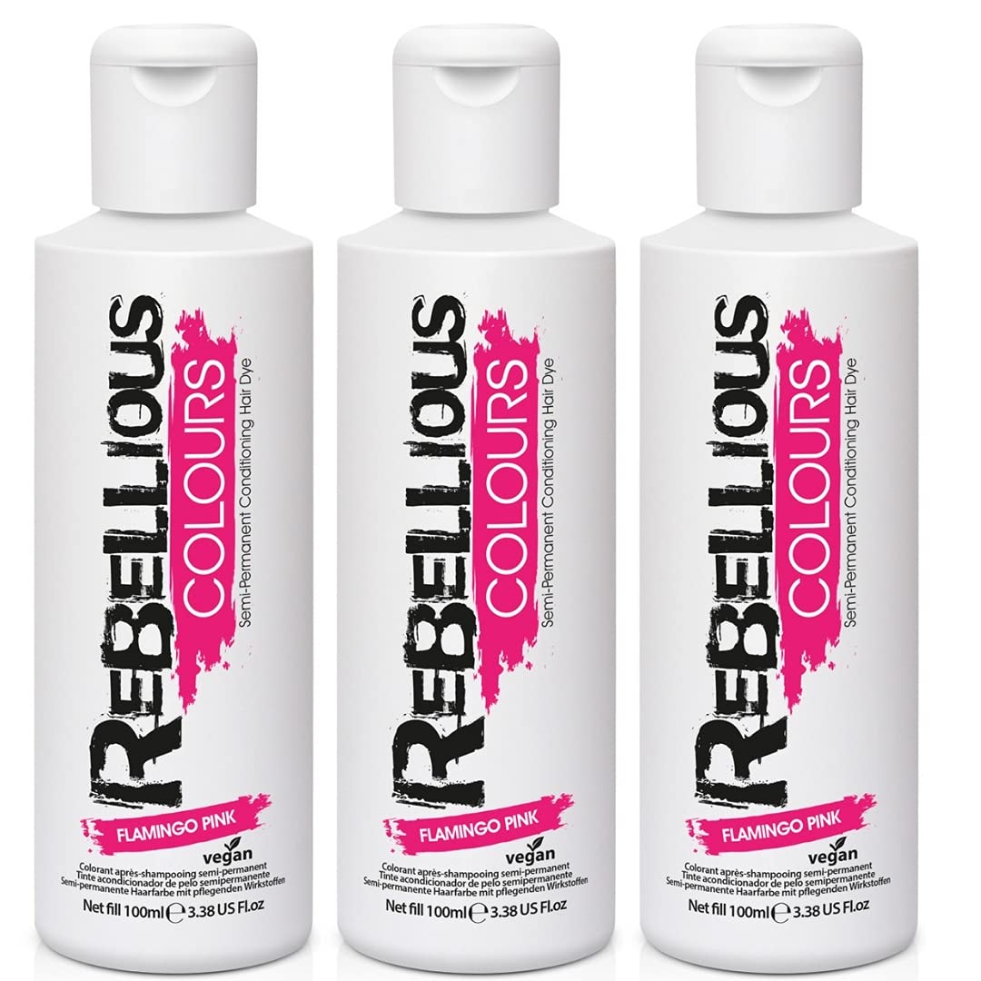 Rebellious Colour Semi Permanent Hair Dye Conditioning vegan cruelty free direct hair colour application 300ml (Flamingo Pink)