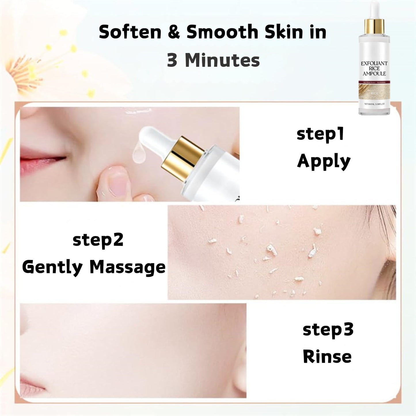 SHEBEEDO 100ML Peel Shot Glow Rice Ampoule, Face Scrub Exfoliator Pore Minimizer for Face, Facial Scrub Exfoliator for Radiant Skin, Lotion for Brightening Exfoliating Moisturizing, Daily Skin Glow Enhancer