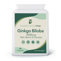 Supplements Wise Ginkgo Biloba Capsules 90 x 2000mg - Dizziness and Vertigo Treatment - Focus Tablets, Concentration Pills for Brain, Memory - Blood Circulation -Ginkgo Biloba Herbal Supplements with Vitamin B Complex