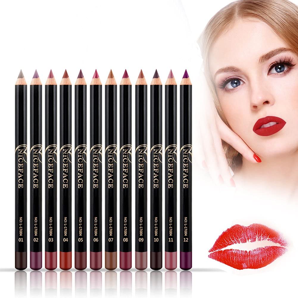 12 Colours Lip Liner Set, 12 Colours Professional Lipstick Lip Liner Waterproof Durable Lip Liner Pencil Lipstick Makeup 12 Colours Lip Liner Waterproof Lip Liner Set