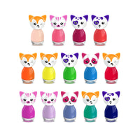 Beauty4Britain Cat Shaped Water-Based Nail Polish Set, beauty4britain, 14 Colours, Quick Dry, Peel Off, Cat Nail Stickers Included, Display Gift Box