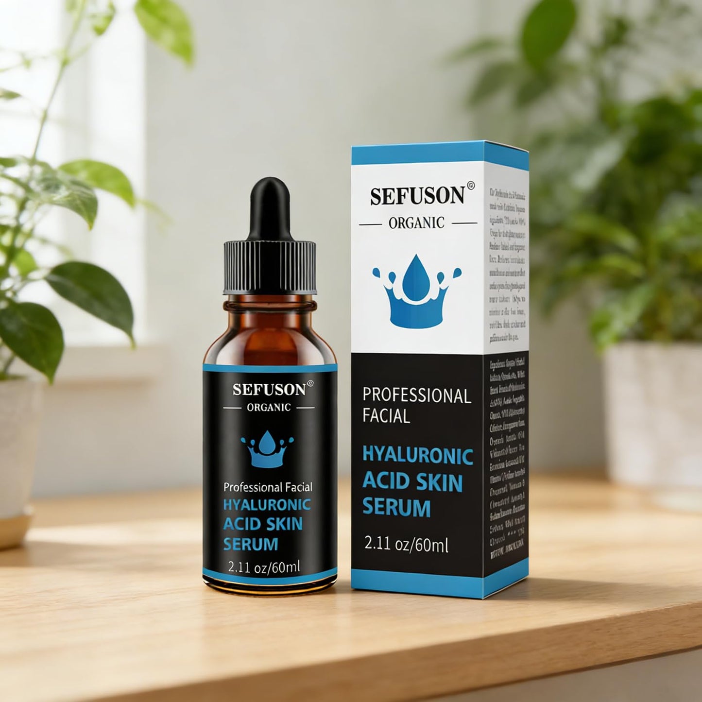 SEFUSON Hyaluronic Acid 5% + Vit E, Best Pure Hyaluronic Acid Moisturiser for Face, Anti Ageing & Anti Wrinkle Moisturiser Hyaluronic Acid Serum, Fine Lines & Sensitive Skin, Improve Age Spots（60ml）