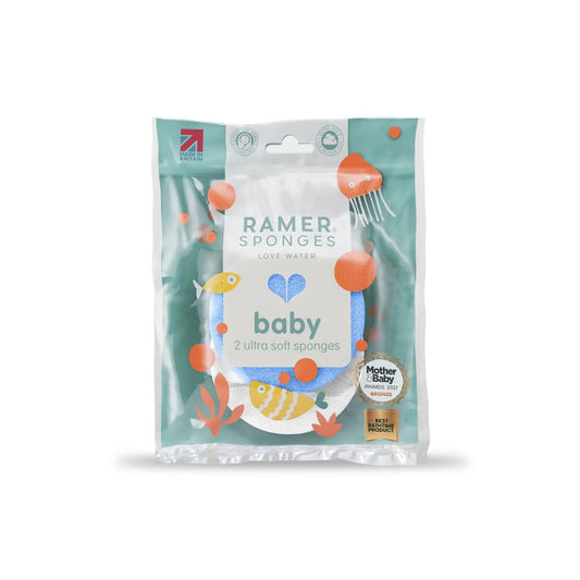 RAMER Ramer Ultra Soft Baby Twin Pack Sponges (Blue & White)