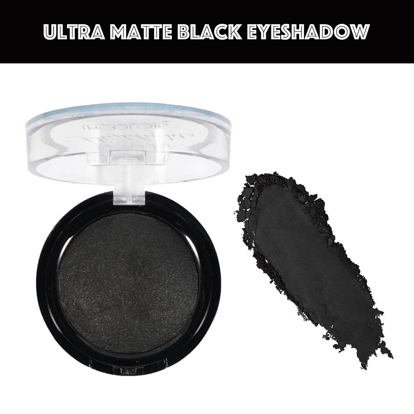 LYNTYAOU Single Black Matte Eyeshadow, Smoky Eye Pressed Powder Eyeshadow, Highly Pigmented Waterproof Long Lasting Sweat-proof Eye Shadow, Smokey Gothic Intense Black Eye Make up for Party