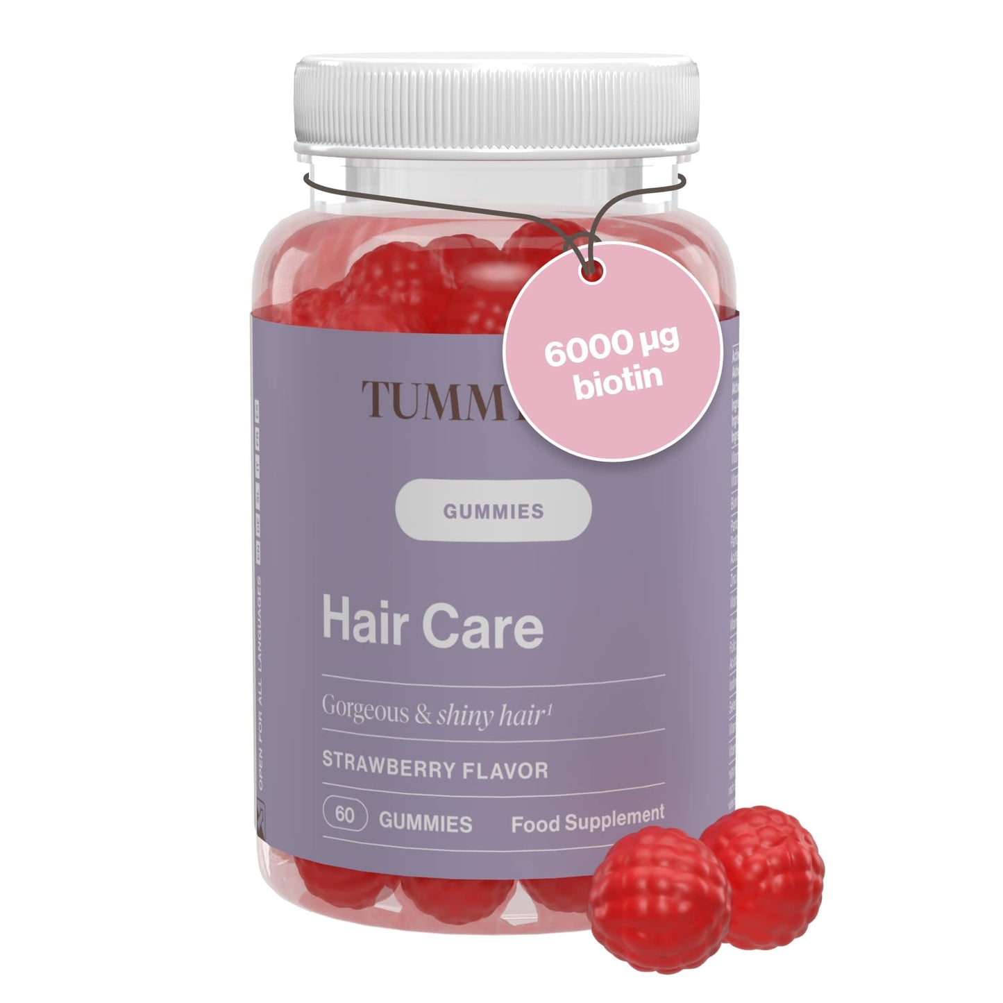Tummy Tox Hair Care Gummies with 6000 mcg of Biotin I Powered by 9 Essential Vitamins and 3 Minerals I Strawberry Flavour I 60-Day Supply
