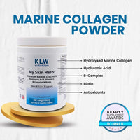 KLW Nutrition Premium Marine Collagen Powder - with Vitamin C, B-Complex, Biotin, Hyaluronic Acid - No fillers, sweeteners or additives - Healthy Skin & Joints - New Improved Formulation - 1-2 Months Supply