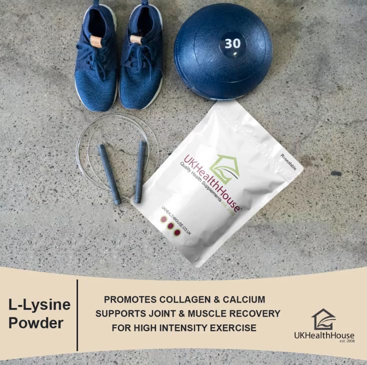 UKHealthHouse L-Lysine Powder, High Potency Essential Amino Acid, Vegan, Food Supplement, Premium Amino Acid Range, Gluten Free (2kg)