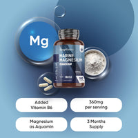 WeightWorld Weightworld Marine Magnesium with Vitamin B6 | 180 Vegan Capsules | 360mg per Serving | 3 Months Supply | Gluten-Free, Non-GMO & GMP-Approved | Magnesium Supplements | Made in the UK