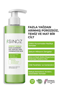 Sinoz,Perfect Sebum Balancing Facial Cleansing Gel,400 ml,For Oily Combination Skin