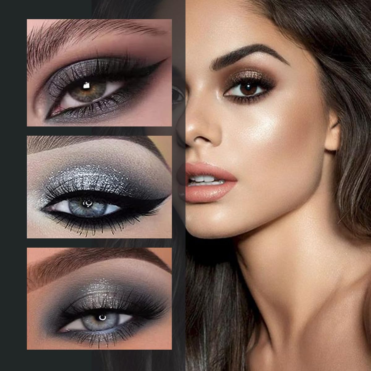 Katiluxiya 24Colors Black Grey Smokey Eyeshadow Palette, Matte Smoky Eye Shadow Palette, Shimmer High Pigmented Basic Black White Gray Shade Eye Black Makeup for Halloween