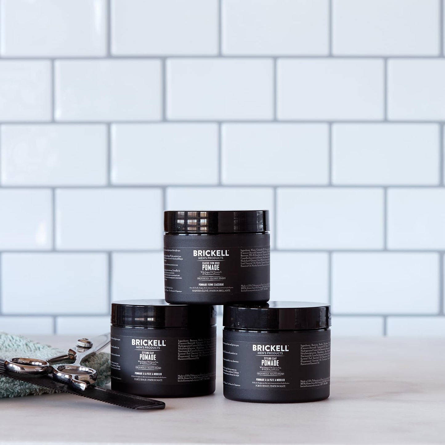 Brickell Men's Products Brickell Men’s Styling Clay Pomade For Men, Natural & Organic with Strong Hold & Matte Finish, Product for Modern Hairstyles, 59 ml, Scented
