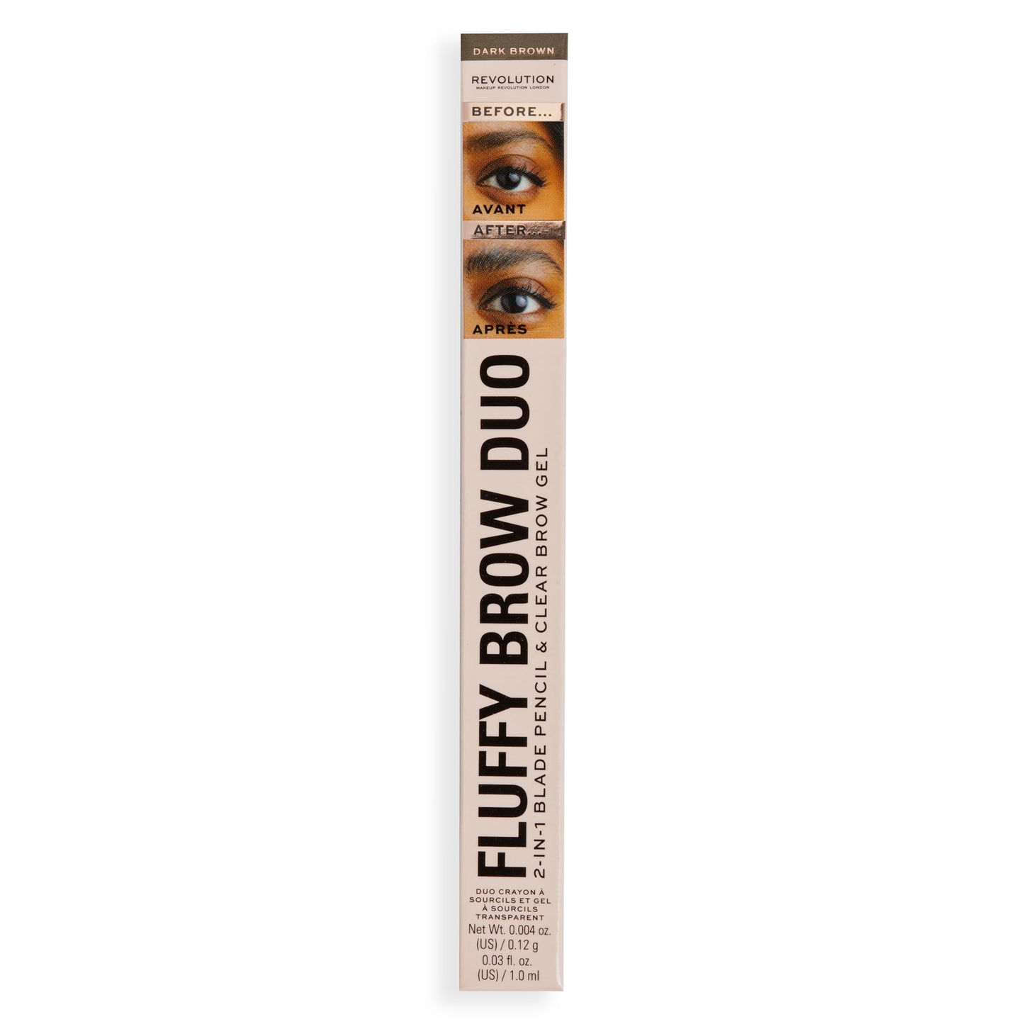 Revolution Beauty London Makeup Revolution, Fluffy Brow Filter Duo, Brow Pencil & Eyebrow Gel, Available in 5 Shades, Dark Brown, 1pc