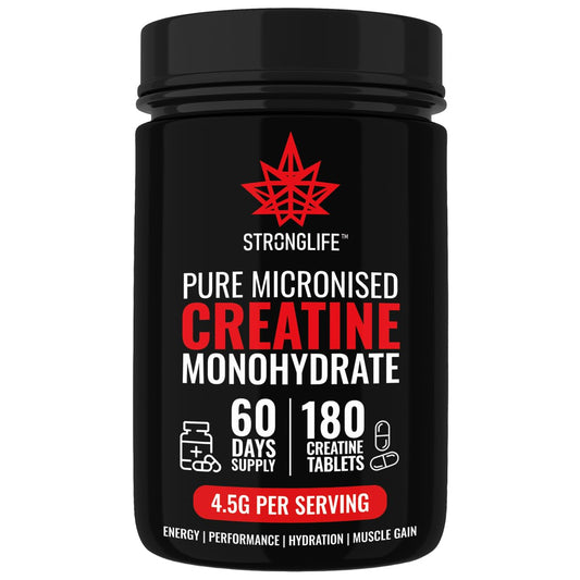 Stronglife Creatine Tablets - 180 Tablets, 4500mg Daily Serving, 1500mg per Tablet, 60-Day Supply, Monohydrate Micronised for Optimal Absorption, Boosts Muscle Growth, Performance, Energy & Hydration
