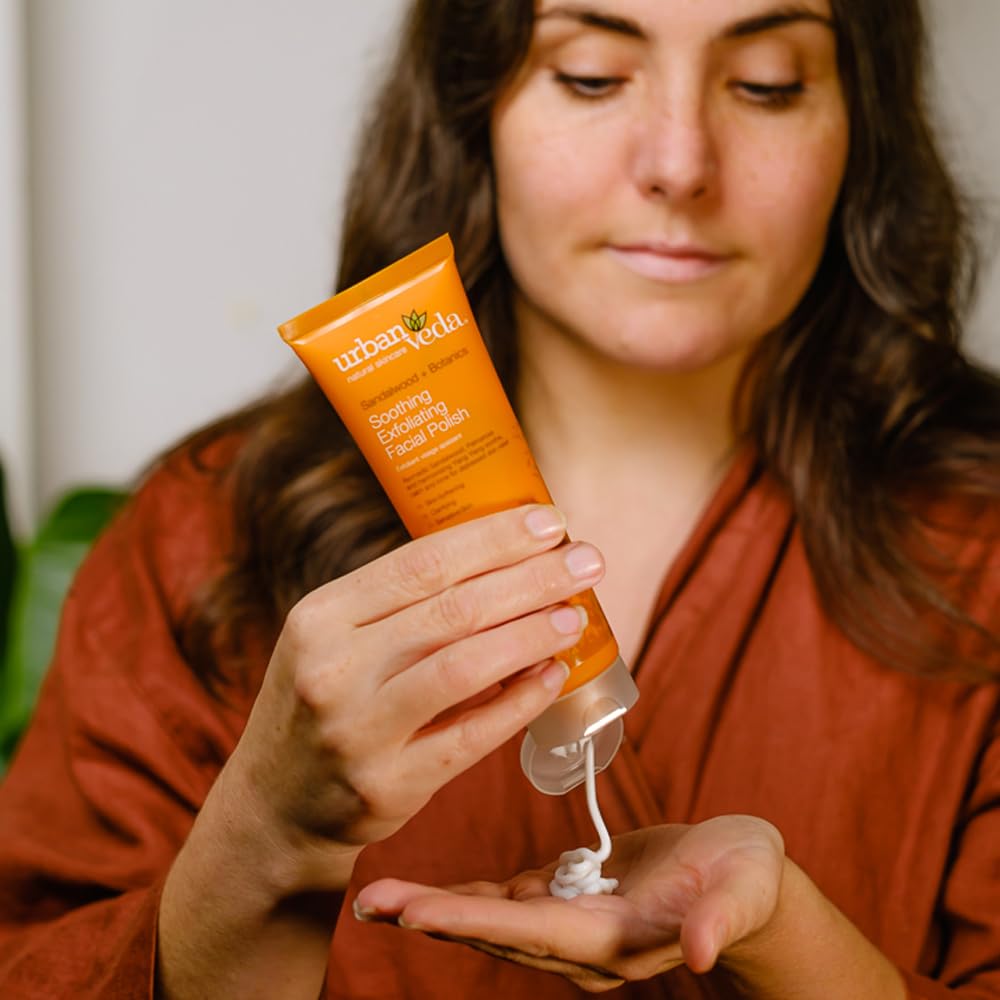 Urban Veda Soothing Exfoliating Face Scrub |For Mature & Sensitive Skin |Contains Sandalwood, Clary Sage & Natural Volcanic Pumice|Gentle Face Scrub For Women|Mens face scrub|Blackhead Removal |125 ML