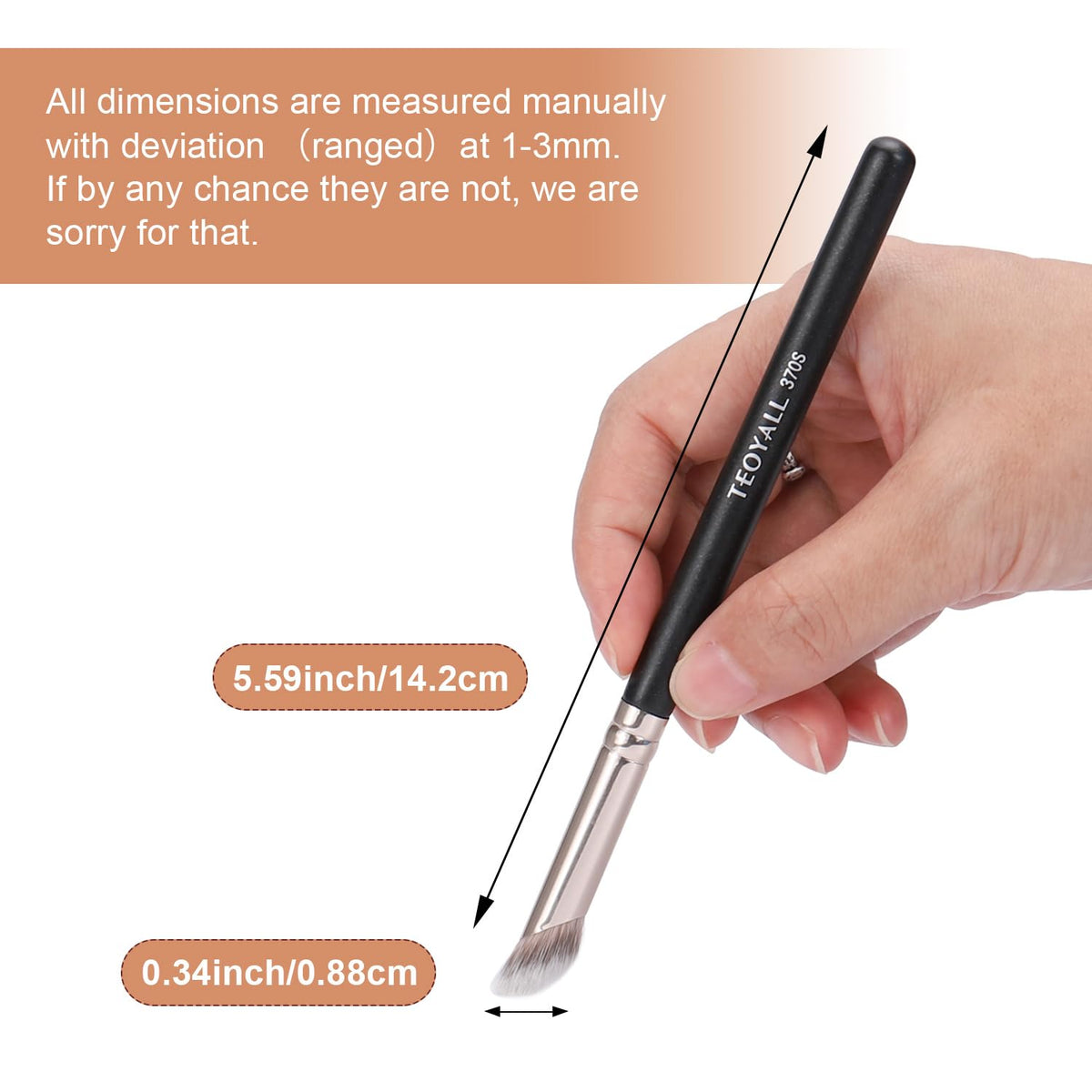 TEOYALL Foundation Contour Conceal Brush Set, 3PCS Angled Synthetic Kabuki Brush for Blending Setting Buffing with Liquid, Cream and Powder Cosmetic