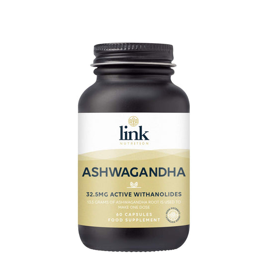Ashwagandha Root Extract | 32.5mg Active Withanolides | Each dose is Made from Over 13.5 Grams Ashwagandha Root | High Strength | Vegan | 60 Capsules | Link Nutrition