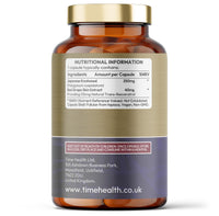 Time Health Trans Resveratrol - Premium Brand Puredia - 180 Capsules - 3 Month Supply - Effective Split Dose for Maximum Benefits from Trans-Resveratrol - UK Manufactured - Zero Additives (180 Count (Pack of 1))