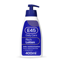 E45 Rich Skin Lotion 400 ml – E45 Moisturising Lotion with Evening Primrose Oil – Lightweight Body Lotion for Dry and Sensitive Skin – Long-Lasting Moisturisation for Soft and Supple Skin