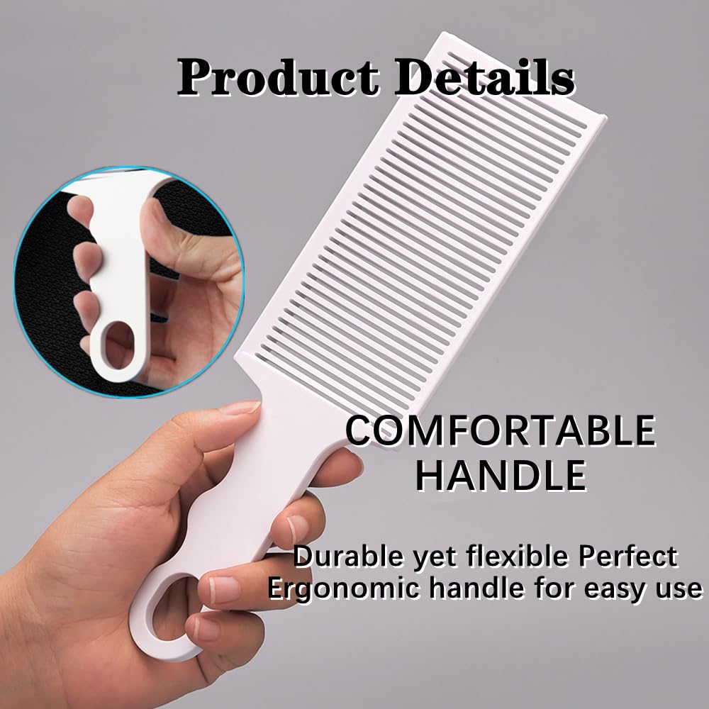 FZGLHQQ 2 PCS Fade Combs Professional Hair Cutting Combs Barber Combs Clipper Combs Anti-Static Heat Resistant Blending Flat Top Comb Clipper for Men Salon Hair Styling Tools (White)