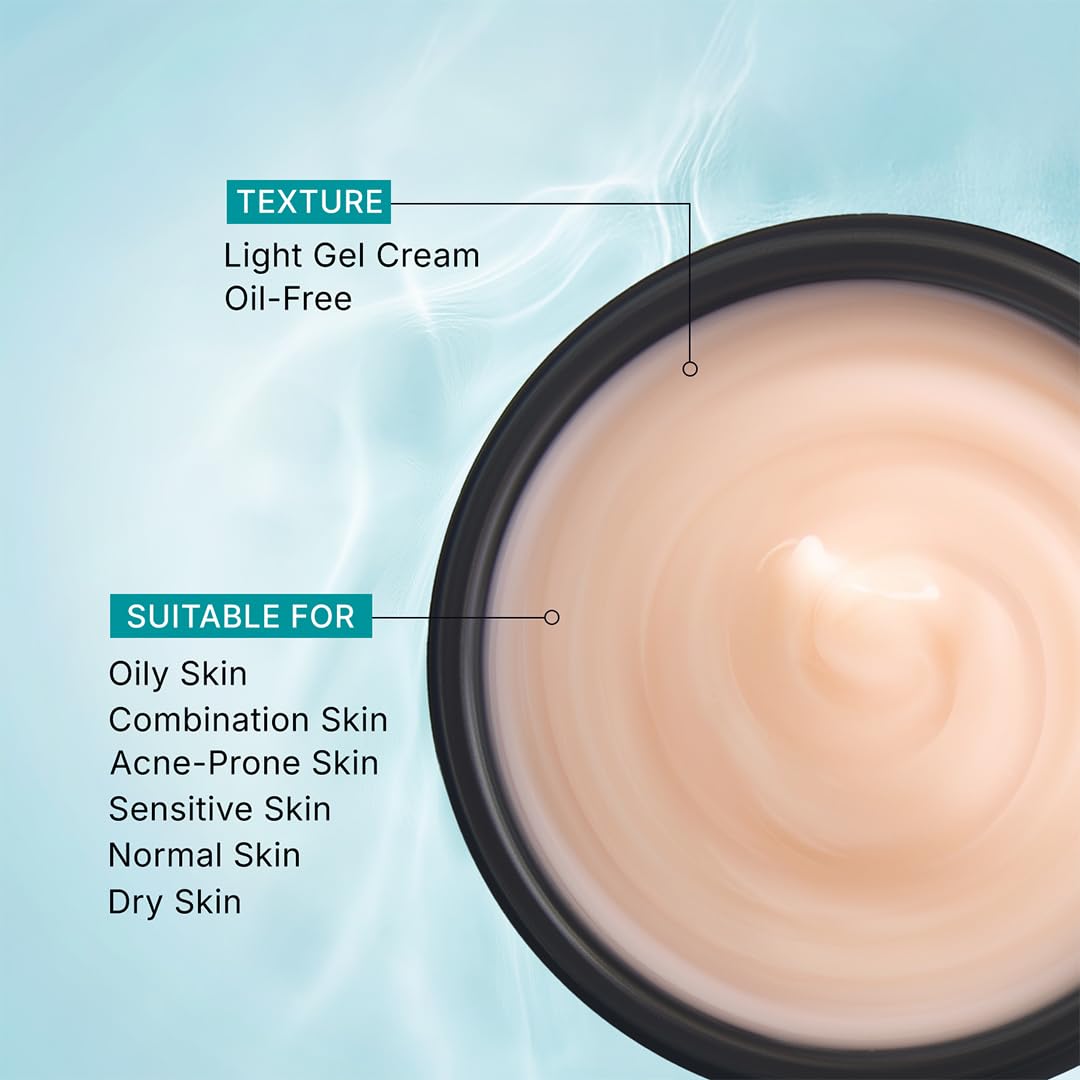 Pilgrim Korean Rice Water Hydra Glow Moisturizer 100Gm with 5 Hyaluronic Acids, 3% Niacinamide, 5 Ceramides | 5x Hydration & Instant Glass Skin | Oil-Free, Lightweight Gel | All SkinTypes | Women,Men