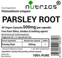 Nutrics® 500mg Parsley Root x 90 V Capsules (1 Month Supply) Suitable for Vegan Vegetarian Diet