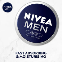 NIVEA MEN NIVEA Men Creme (75ml), Intensive Everyday Moisturising Cream for Whole Body, Fast-Absorbing Face, Body and Hand Cream, with Vitamin E and Aloe Vera Formula