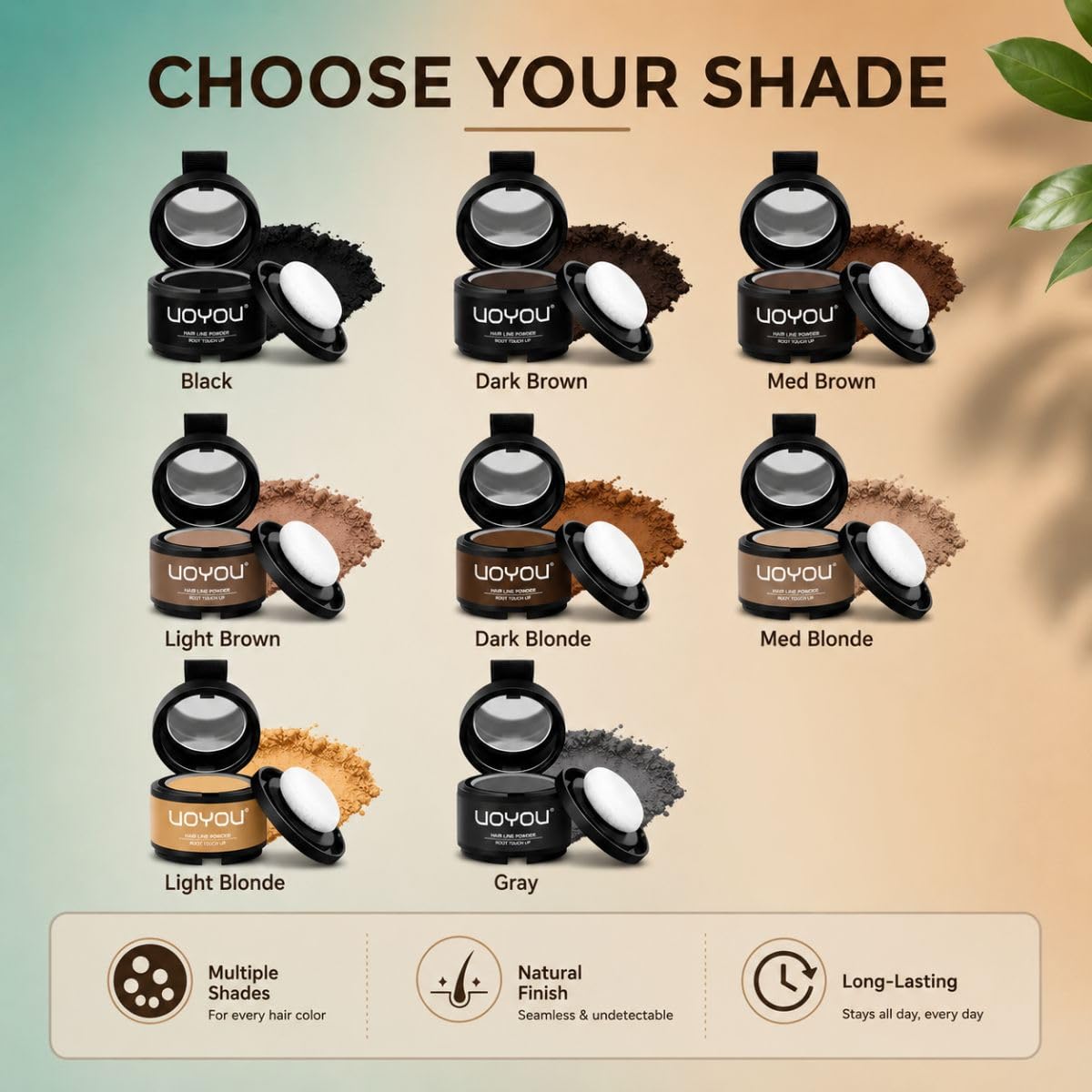 UOYOU Hairline Powder Light Blonde Root Touch Up, Instantly Conceals Hair Loss, Gray Root Cover Up Powder for Thinning Hair Men & Women, Water & Sweat Resistant, Includes Brush (Light Blonde)