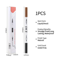 QIAWES Eyebrow Pencil, 2-In-1 Eyebrow Pen, 4 Fork Tip Microblading Eyebrow Pencil, Tattoo Eyebrow Pencil - Double Head Liquid Eyebrow Pen + Black Eyeliner Pencil (Black)