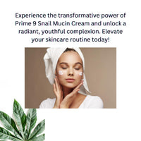 Prime9 Snail Mucin Cream, Korean Moisturizer Face with 92% Snail Mucin Extract, All in One Facial Moisturizer Cream for Deep Hydration, Korean Skincare, Wrinkle & Blemish Care