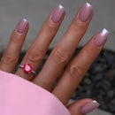 BoloShine 24 Pcs Short Square Rose Pink Glossy Full Cover Acrylic False Nails, 12 Sizes, French, Gradient, Glitter, Kit Includes 24 Nails, 24 Glue Stickers, Nail File, Manicure Stick