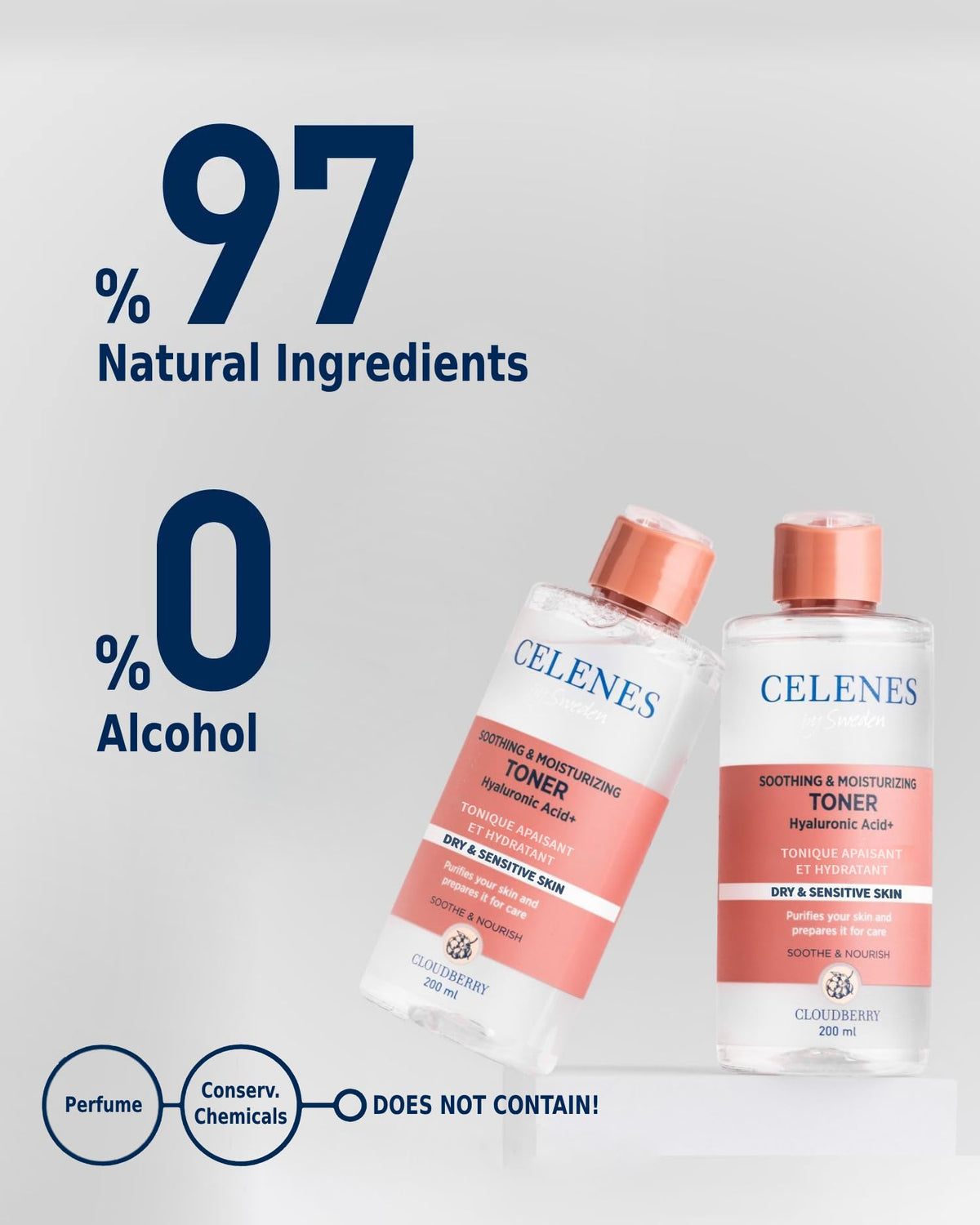 Celenes By Sweden Celenes by Sweden Cloudberry Glycolic Acid Hydrating Toner, 200 mL - with Vitamin C & Niacinamide - Soothing & Brightening Care - for Sensitive & Dry Skin - Paraben/Alcohol Free