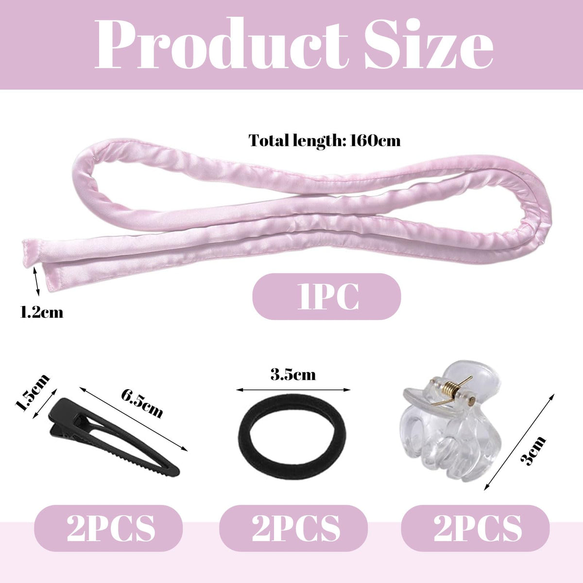 LunarCharm Heatless Curling Headband, Curlers without Heat with Small Hairpin, Overnight No Heat Curls with Thin Sleep Curlers, Pink