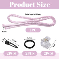 LunarCharm Heatless Curling Headband, Curlers without Heat with Small Hairpin, Overnight No Heat Curls with Thin Sleep Curlers, Pink