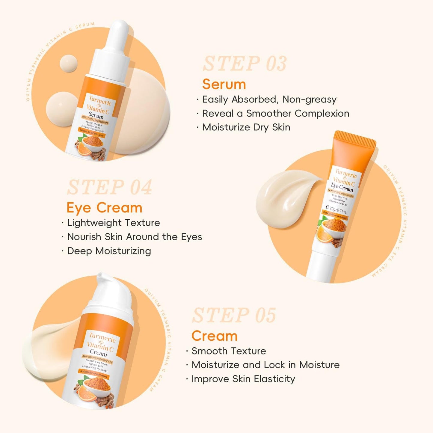 Weixinbuy Turmeric Vitamin C Skincare Set, 5 In 1 Women Gift Set Turmeric Face Cleanser Toner Serum Eye Cream and Face Cream, Even Skin Tone Anti Aging Skincare Gift Set (Turmeric + Vitamin C)