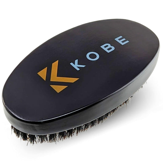 Kobe Gable Palm Brush 100% Natural Boar Bristle Hair Brush/Beard Brush - Military Style Hair Brush - Works Well With Beard Oils - Dark Wood