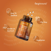 Vitamin D3 4000iu & Vitamin K2 125ug (MK7) | 240 Vitamin D3 K2 Vegetarian Tablets | 8 Month Supply | High Strength D3 and K2 Vitamin | Vitamin D K2 for Bone, Teeth, Muscle Function & Immune System