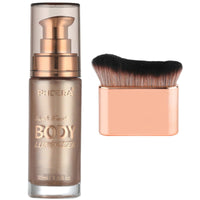 Hilareco PHOERA Body Shimmer Oil, Bronzer Glow Highlighter Luminizer Illuminator with Makeup Brush, Self Tanning Lotion, 1oz/Jars (101 Rose Gold)