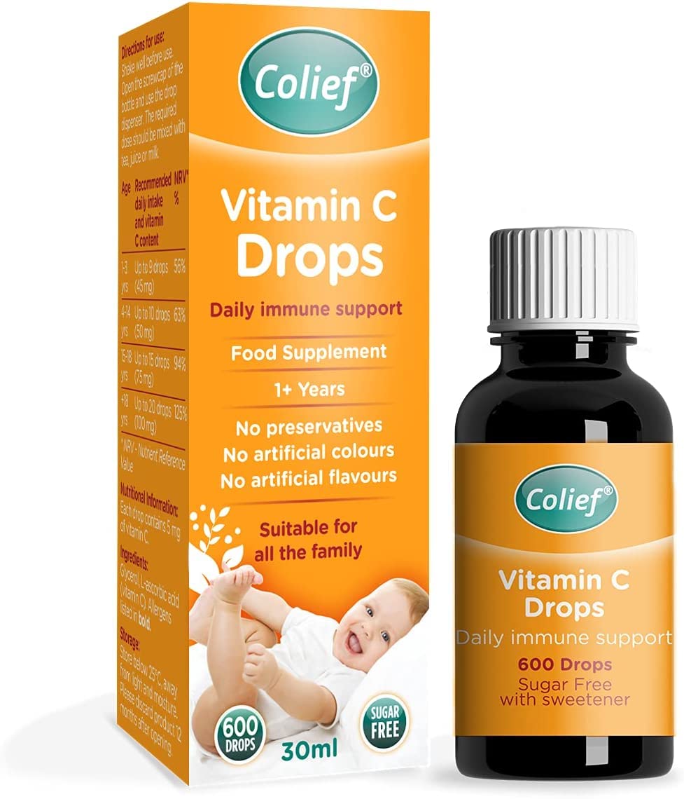 Colief Immune Support Bundle Contains Colief Vitamin D3 Drops | Liquid VIT D3 Supplement for Babies | Colief Vitamin C Drops for Babies | Infants Age +1 | 600 Drops