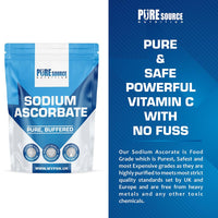 Pure Source Nutrition Pure Sodium Ascorbate Food Buffered Vitamin C L Ascorbic Acid Powder Food Grade 250g Vegan Supplements