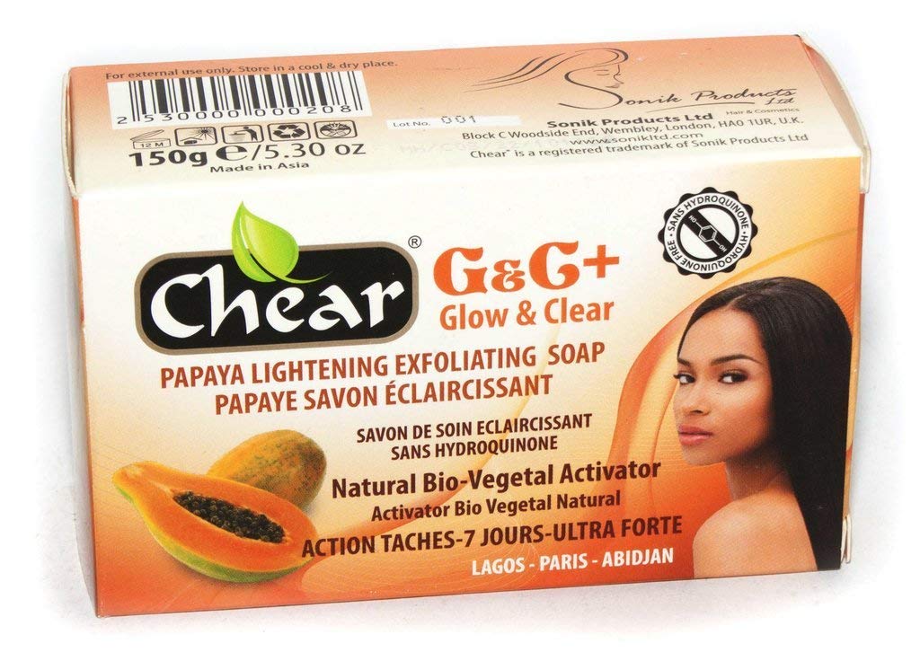 G&C+ Papaya Skin Lightening Brightening Exfoliating Soap 150g - with natural bio vegetal activator