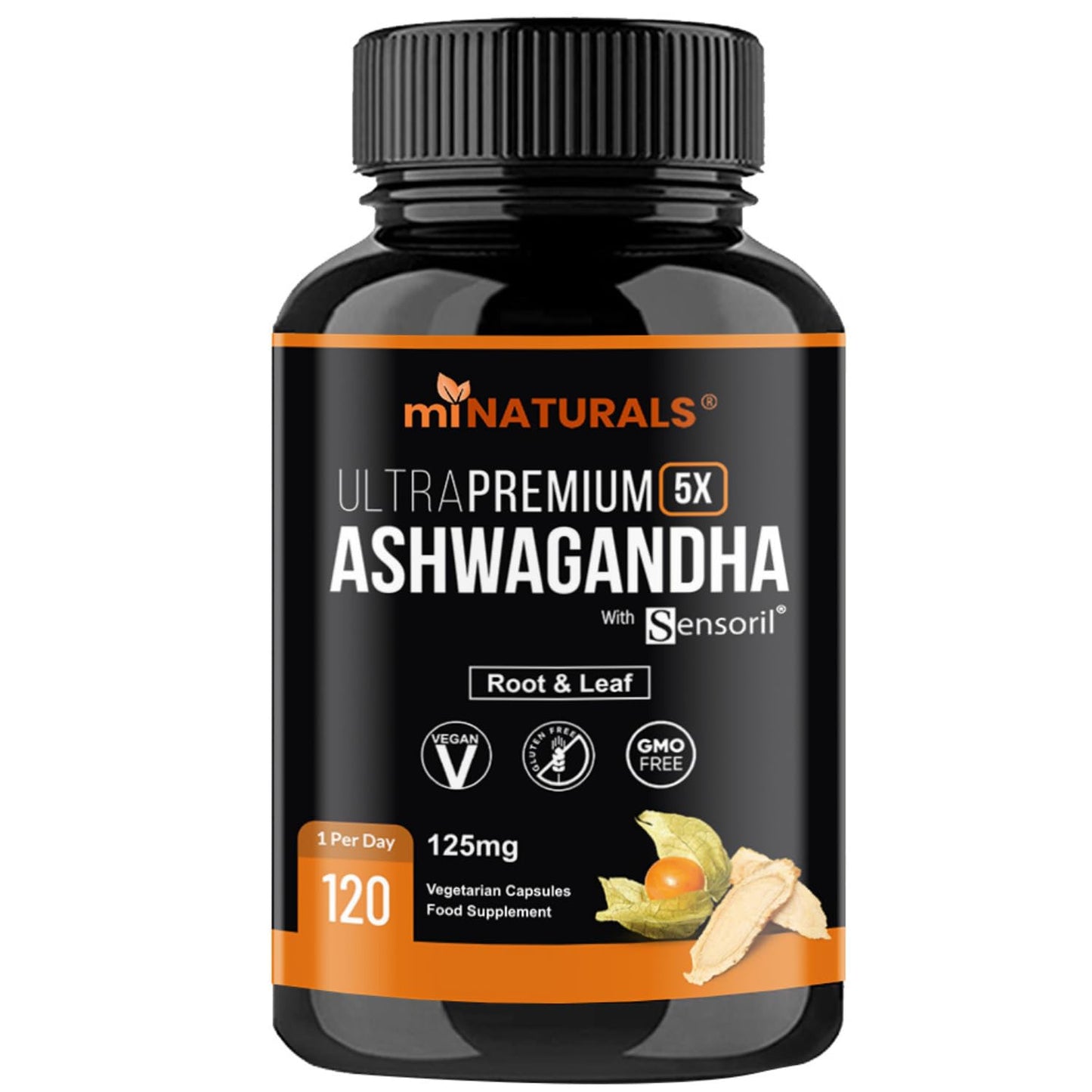 Ashwagandha Sensoril Capsules from Root & Leaf Powder | KSM-66 Alternative | 120 Capsules Made in UK by miNATURALS