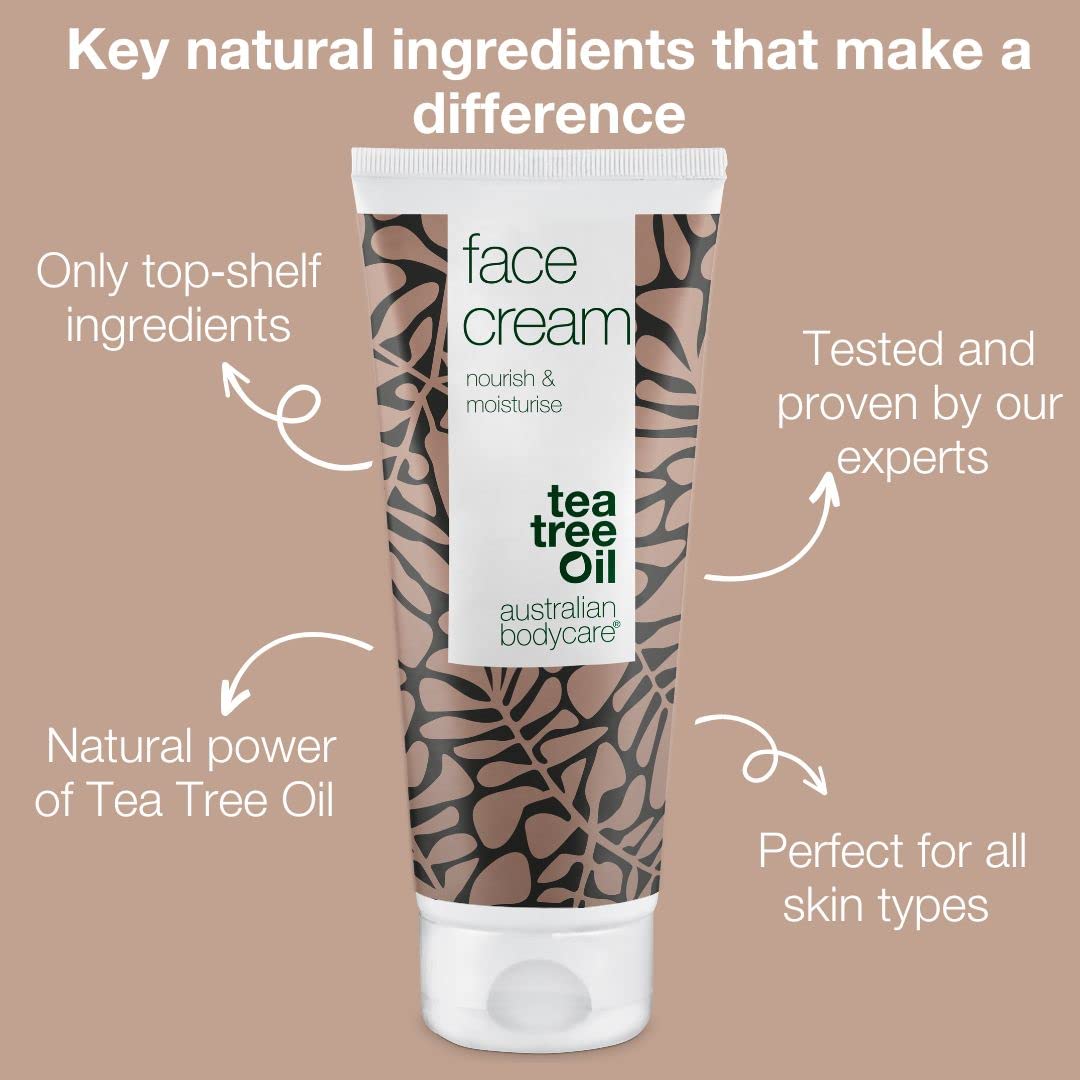 Australian Bodycare Face Cream 100ml - Moisturiser spot treatment, pimple, oily, acne prone skin. Tea Tree Cream Face Moisturiser. Spot Cream and anti blemish moisturiser. 100% Natural Tea Tree Oil.