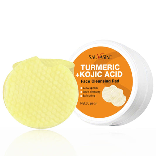 Turmeric Kojic Acid Pads - 30 Pads Kojic Acid and Turmeric Pads - Turmeric Face Pads for Dark Spot - Exfoliating Cleansing Pads for Face & Body - Turmeric Pads for Even Skin Tone, Pore Cleansing