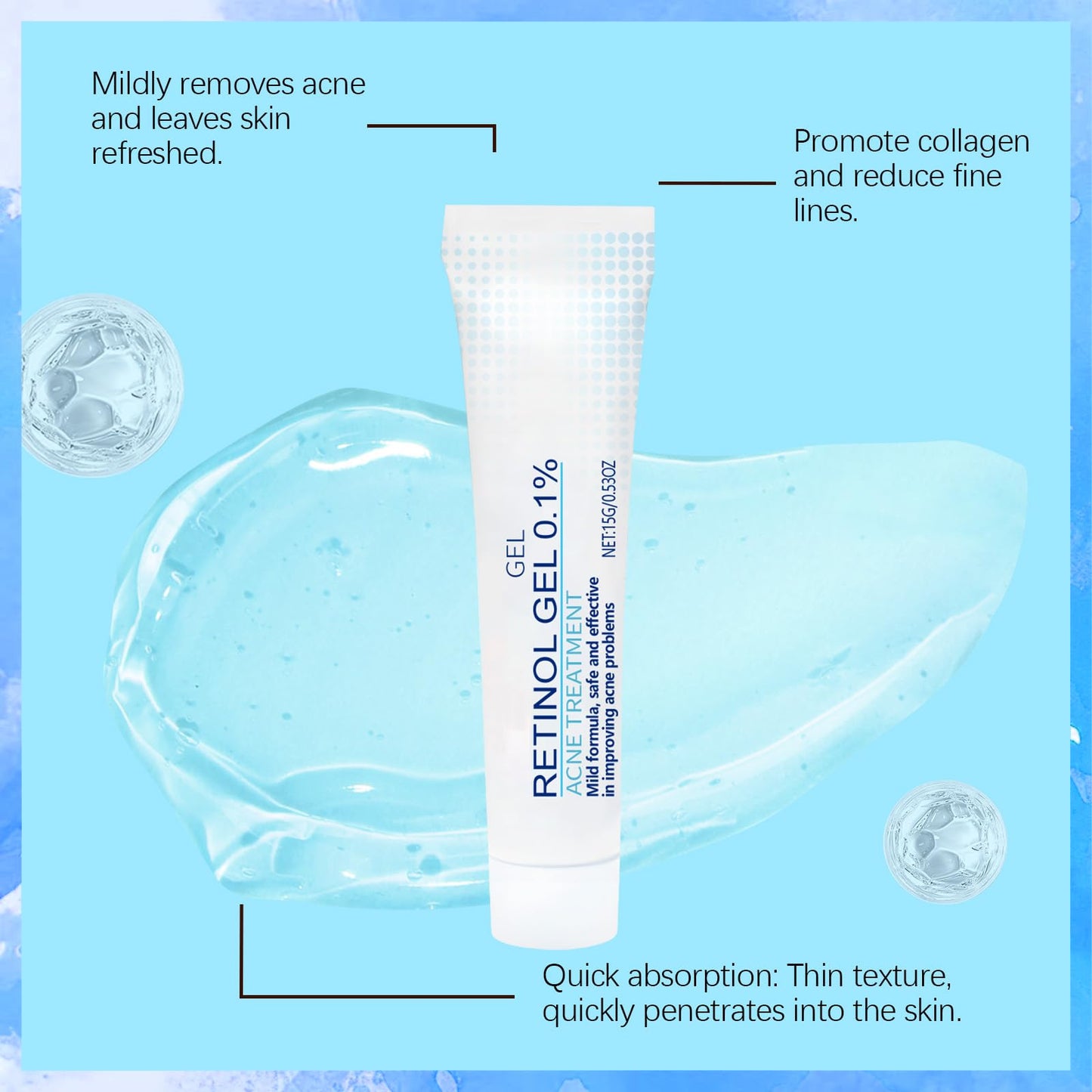 Retinol Gel,Retinol Acne Treatment Gel & Skin Soothing Cream,Retinol Moisturizer Cream,Spot Cre/am for Acne,Anti Acne G/el、