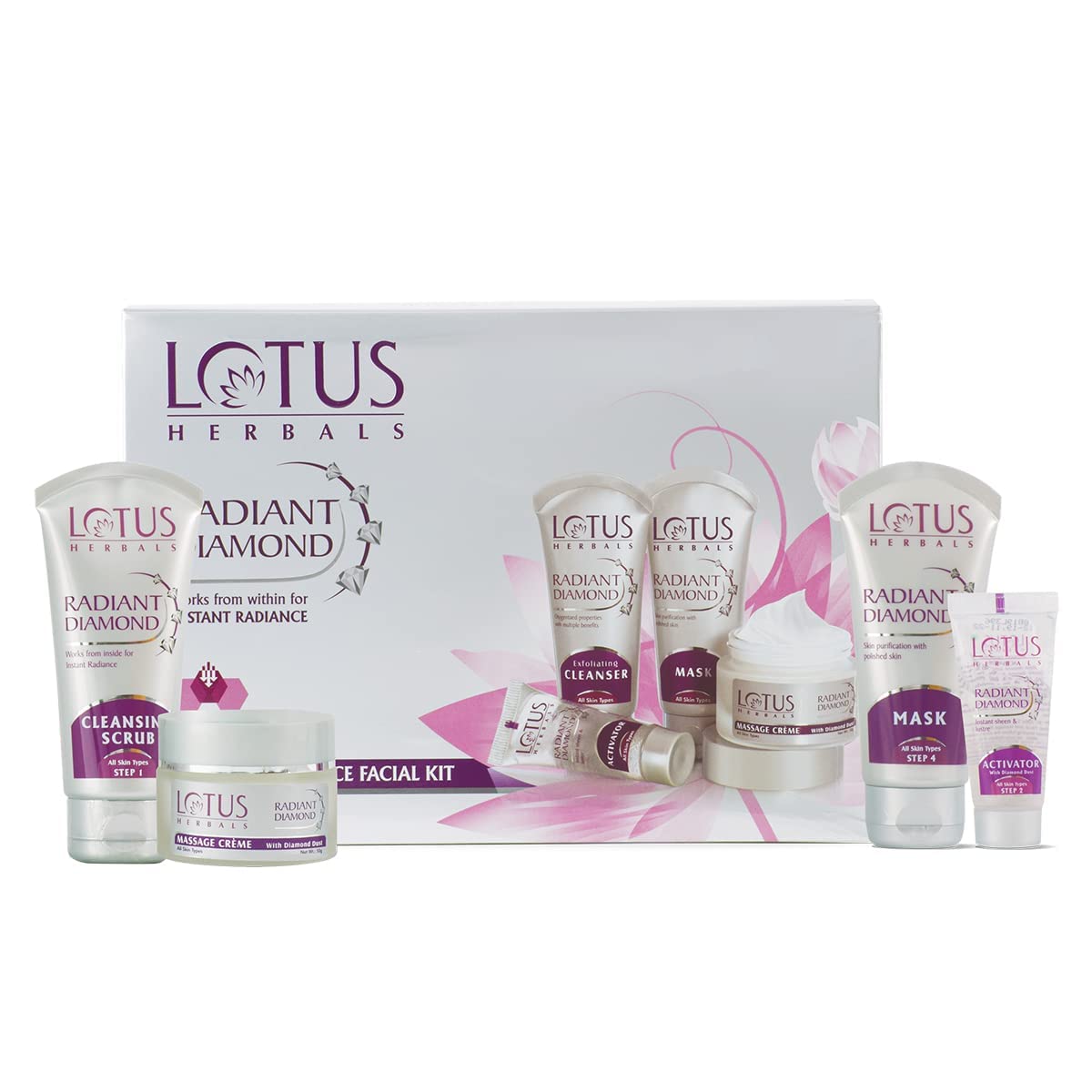 Lotus Herbals Radiant Diamond Facial Kit With Diamond Dust & Cinnamon 170g (Multi Use)