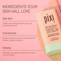 Pixi On-the-Glow SuperGlow | Shade NaturaLustre | Hydrating Highlighter Stick with Ginseng, Aloe Vera & Fruit Extracts | For Cheeks & Brow Bones | 19g / 0.6oz | Paraben-Free Luminous Natural Highlight