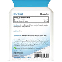 Chamomile 375mg 60 Capsules (V) .(not Tablets) Purest- no additives, Vegan Capsules for Anxiety, Stress, Sleep and Digestive Health. Made in The UK by Health4All