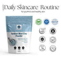 Hebhac Herbs Serbian Blue Clay Powder 227 g for Facial Masks, Creams, Skin Tightening, Body Wraps,Scrubs, and Soap Making.