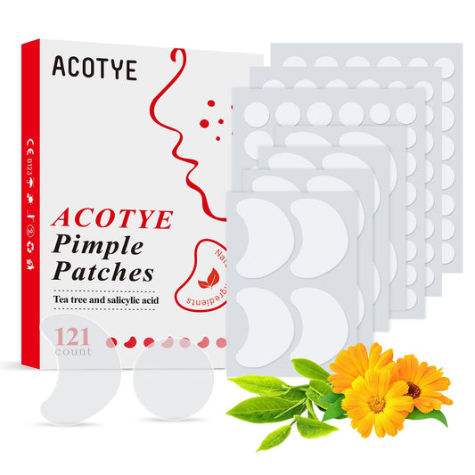 Acotye ACOTYE Pimple Patches Spot Patches 121pcs 5 Size Salicylic Acid, Tea Tree Oil, for Large Zit Breakouts, Hydrocolloid Patches for Face, Chin or Back