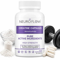Neuro Flow creatine monohydrate Capsules | creatine Capsules for Strength and Performance Support | Pure creatine | Vegan creatine | 60 Capsules Made in UK
